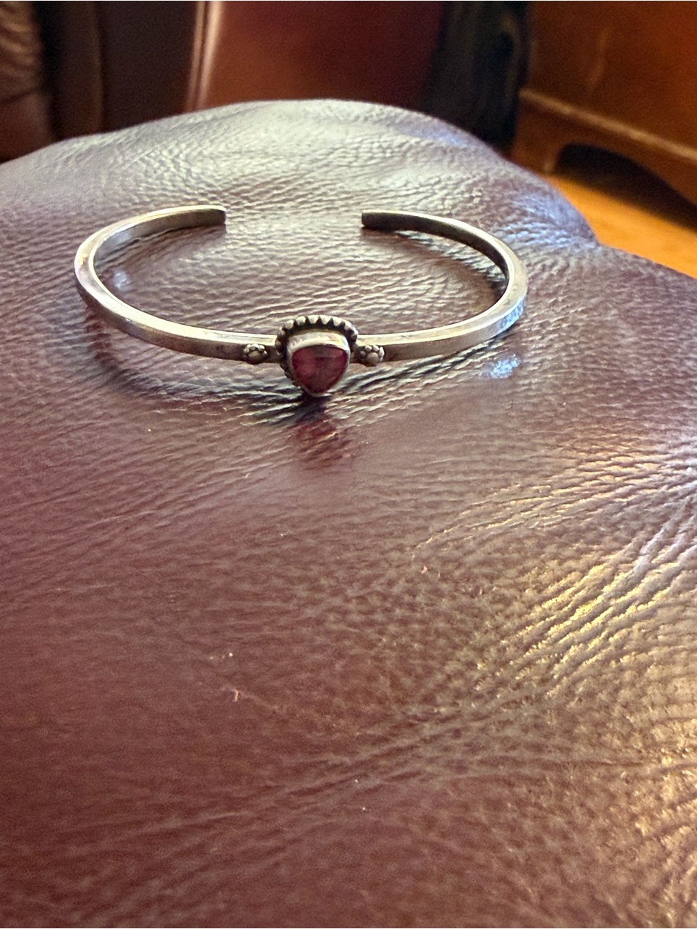 Sterling Silver Garnet Teardrop Cuff Bracelet